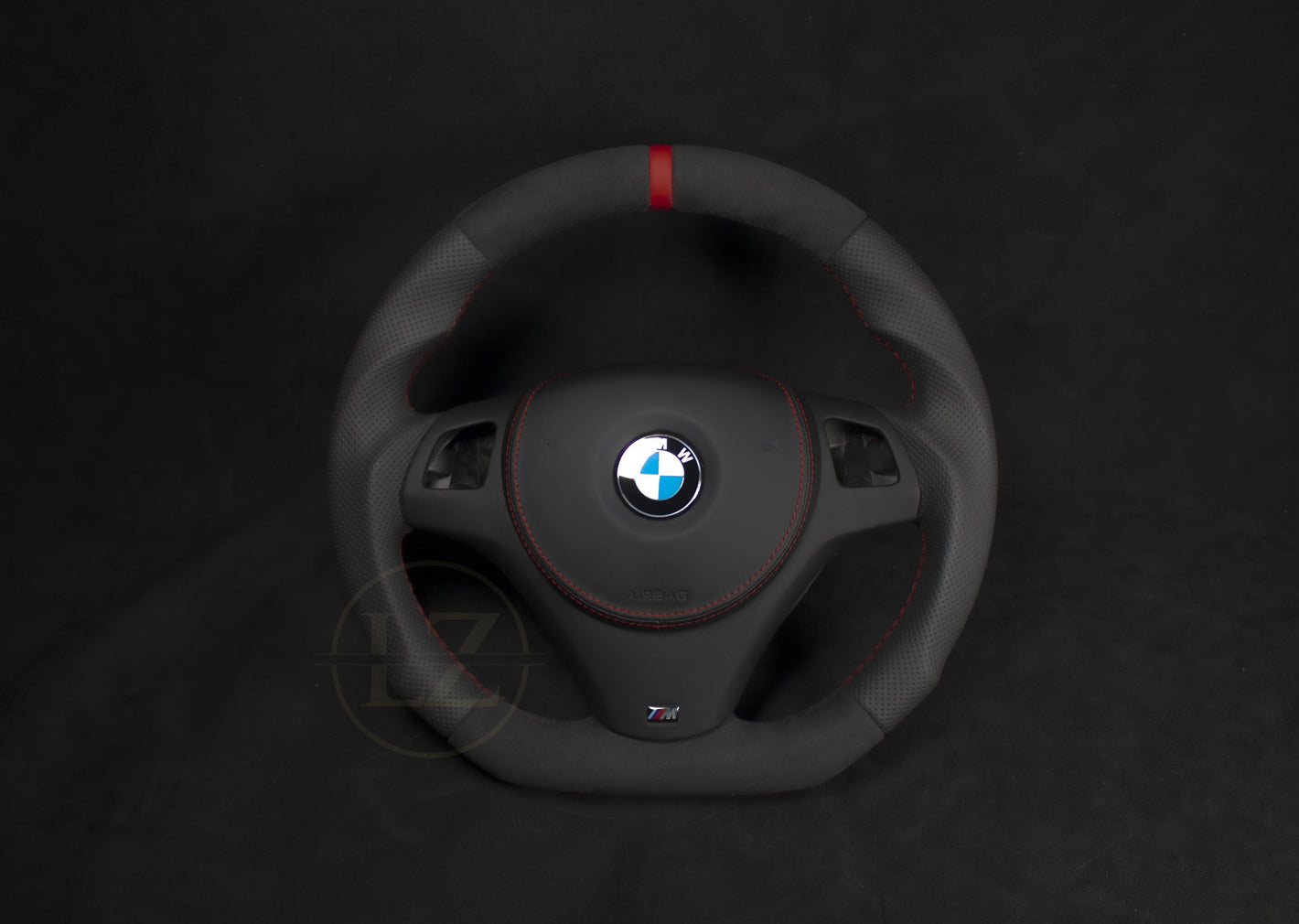 BMW E8X/E9X Alcantara/Skinn Ratt, Rød Detaljer V2 - LZ-Customs