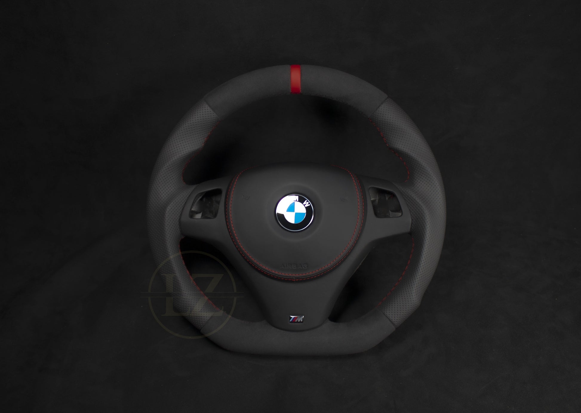 BMW E8X/E9X Alcantara/Skinn Ratt, Rød Detaljer V2 - LZ-Customs