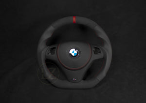 BMW E8X/E9X Alcantara/Skinn Ratt, Rød Detaljer V2 - LZ-Customs