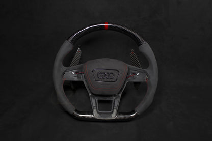 Audi RS C8 Alcantara/Carbon LED Ratt Røde Detaljer - LZ-Customs