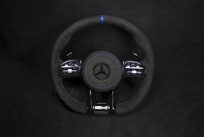 Mercedes-Benz C63 AMG Alcantara Ratt Blå detaljer - LZ-Customs