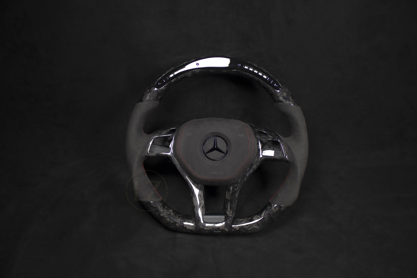Mercedes-Benz C63 AMG Forged Carbon/Alcantara LED Steering Wheel with Red Accents - LZ-Customs