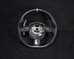 Audi B8 Carbon og Alcantara Ratt, Hvite Detaljer - LZ-Customs