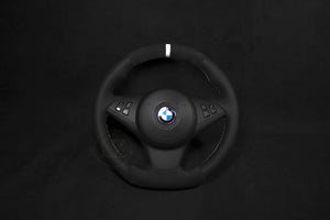 BMW E60, E61 Alcantara/Skinn Ratt Hvite Detaljer - LZ-Customs