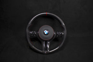 BMW F-Serie Carbon/Ventilert Skinn Ratt, Røde Detaljer - LZ-Customs