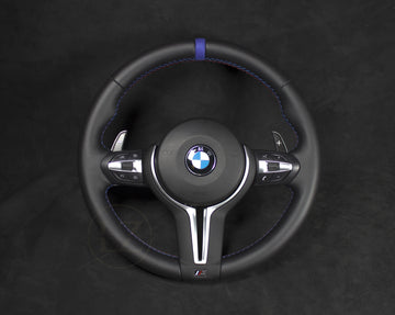 BMW F-Serie Skinn Ratt Blå Stripe - LZ-Customs