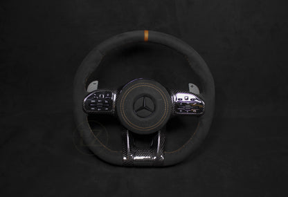 Mercedes-Benz C63 AMG Alcantara/Skinn Ratt Brune detaljer - LZ-Customs