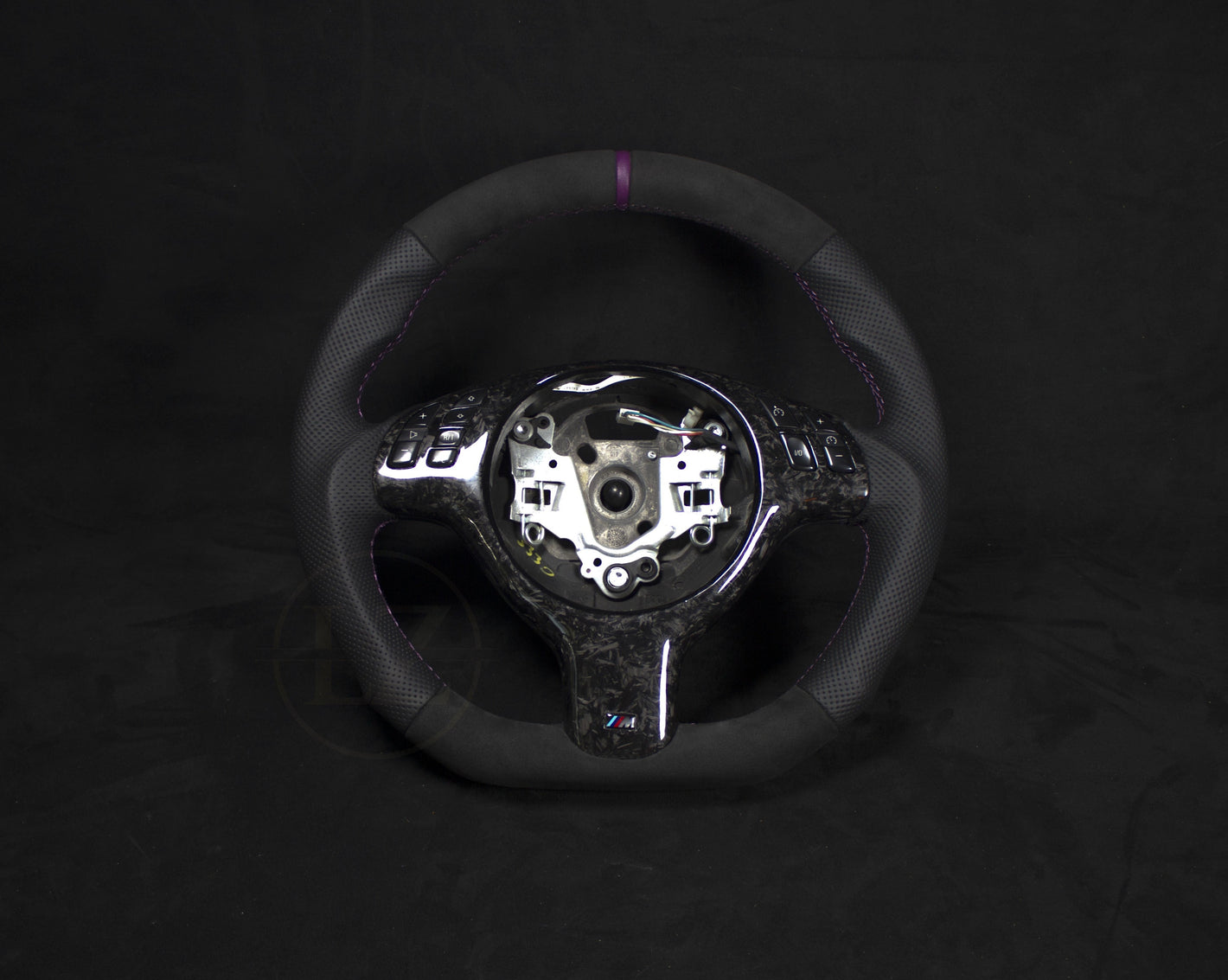 BMW E46 Skinn/Alcantara Ratt Forged Rattdeksel Lilla Detaljer - LZ-Customs