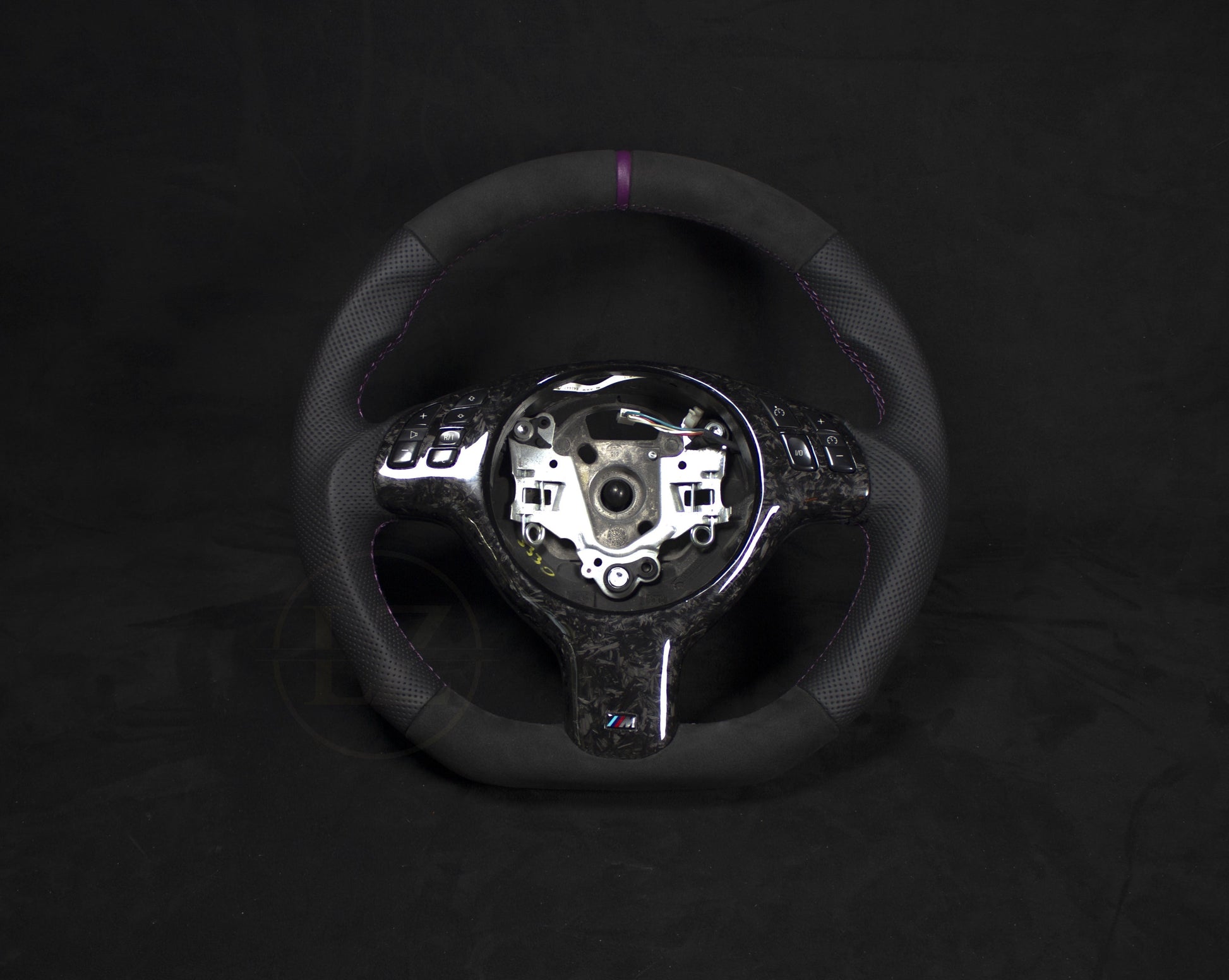 BMW E46 Skinn/Alcantara Ratt Forged Rattdeksel Lilla Detaljer - LZ-Customs