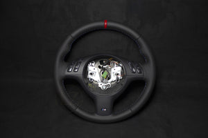 BMW E46 Skinn Ratt V3 - Røde Detaljer - LZ-Customs