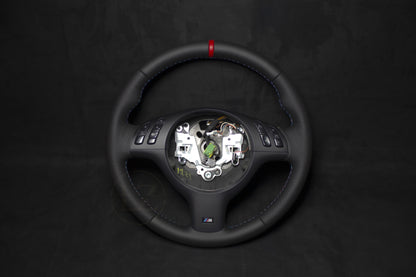 BMW E46 Skinn Ratt V3 - Røde Detaljer - LZ-Customs