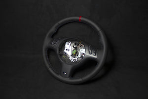 BMW E46 Skinn Ratt V3 - Røde Detaljer - LZ-Customs