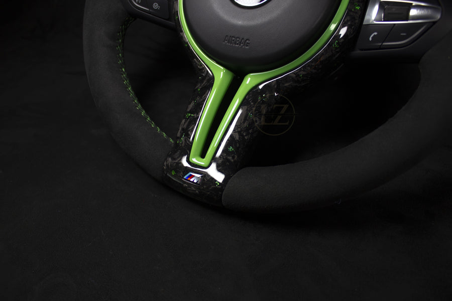 BMW F-Serie Alcantara Ratt Neon Grønne Detaljer - LZ-Customs