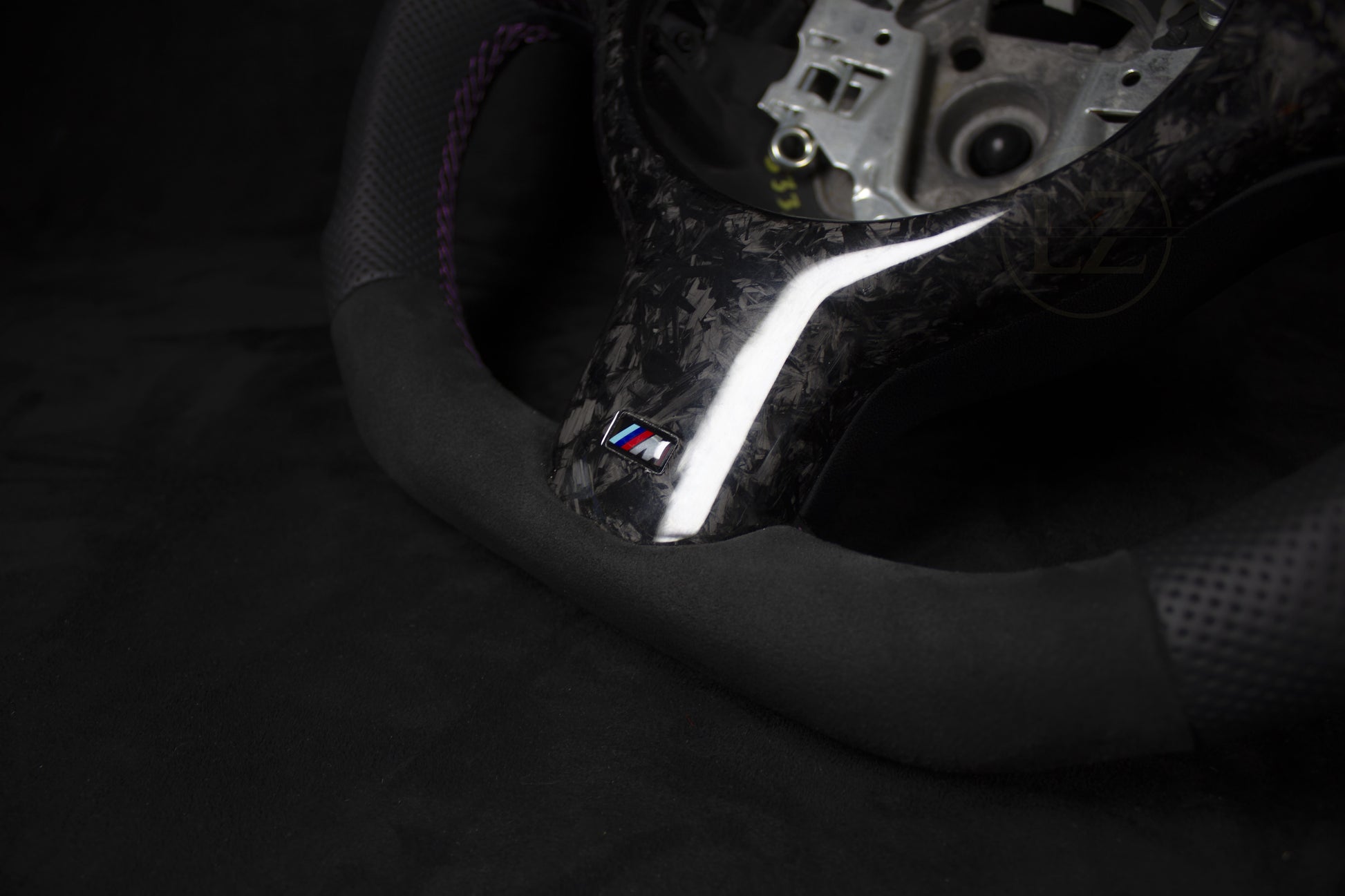 BMW E46 Skinn/Alcantara Ratt Forged Rattdeksel Lilla Detaljer - LZ-Customs