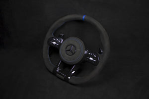 Mercedes-Benz C63 AMG Alcantara Ratt Blå detaljer - LZ-Customs