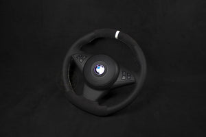 BMW E60, E61 Alcantara/Skinn Ratt Hvite Detaljer - LZ-Customs