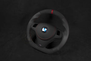 BMW E8X/E9X Alcantara/Skinn Ratt, Rød Detaljer V2 - LZ-Customs