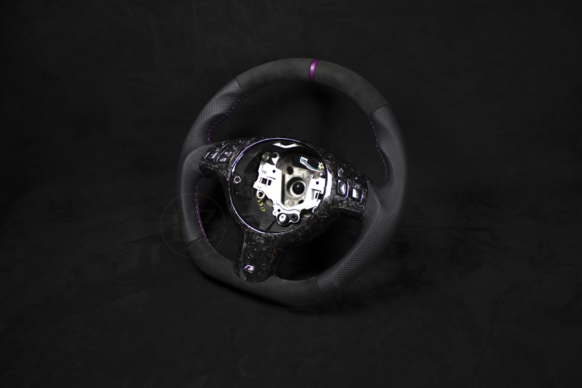 BMW E46 Skinn/Alcantara Ratt Forged Rattdeksel Lilla Detaljer - LZ-Customs