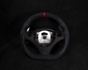 BMW E8X/E9X Alcantara/Skinn Ratt, Rød Detaljer Magnetiske Paddles - LZ-Customs