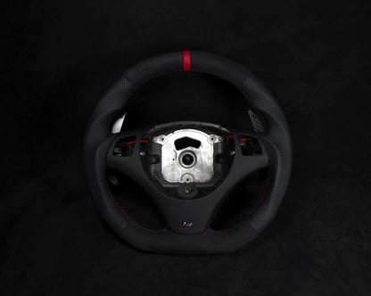 BMW E8X/E9X Alcantara/Skinn Ratt, Rød Detaljer Magnetiske Paddles - LZ-Customs