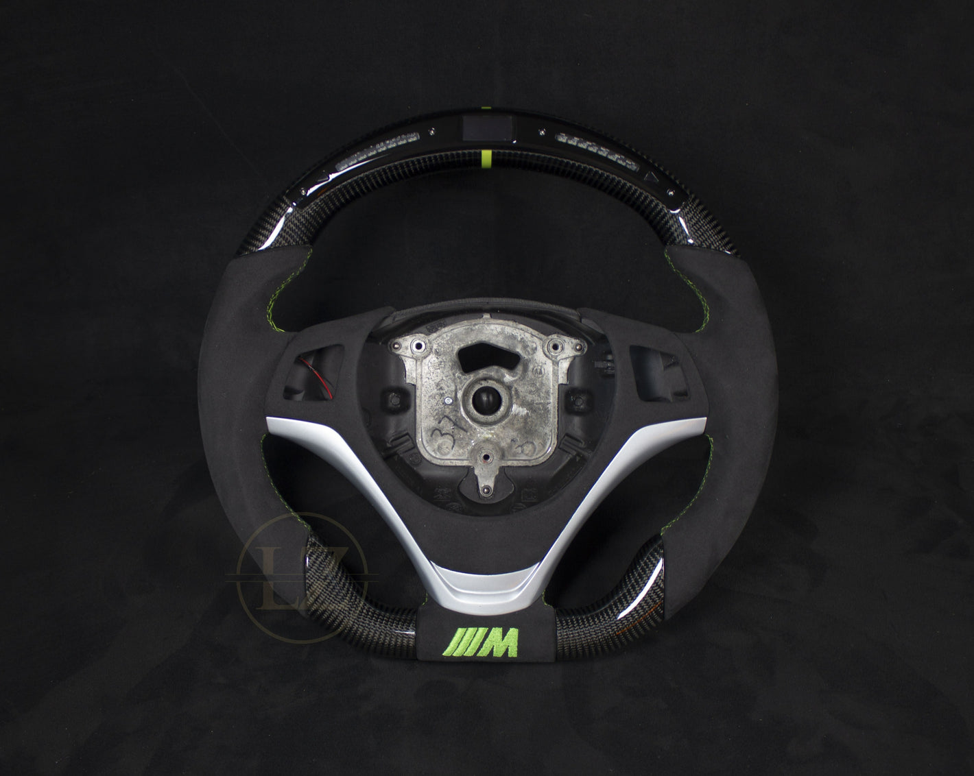 BMW E8X/E9X Carbon/Alcantara Neon Grønt LED Ratt - LZ-Customs