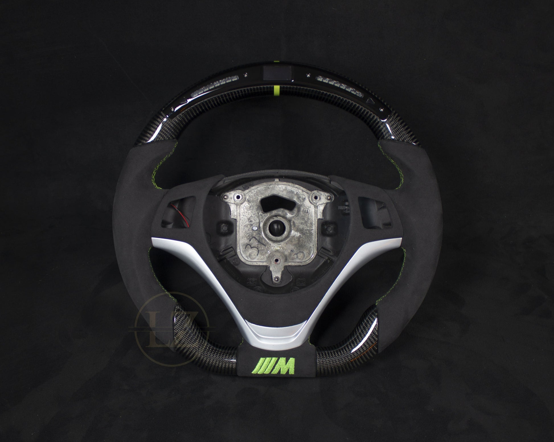 BMW E8X/E9X Carbon/Alcantara Neon Grønt LED Ratt - LZ-Customs