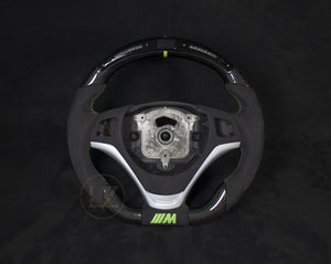 BMW E8X/E9X Carbon/Alcantara Neon Grønt LED Ratt - LZ-Customs