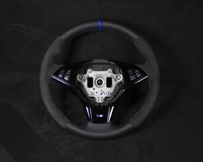 BMW E6X Alcantara/Skinn Ratt Blå Detaljer - LZ-Customs