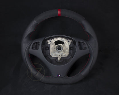 BMW E8X/E9X Alcantara/Skinn Ratt, Rød Detaljer - LZ-Customs