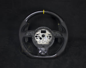 Audi B8 Carbon og Alcantara Ratt, Gule Detaljer - LZ-Customs