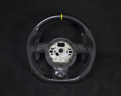 Audi B8 Carbon og Alcantara Ratt, Gule Detaljer - LZ-Customs