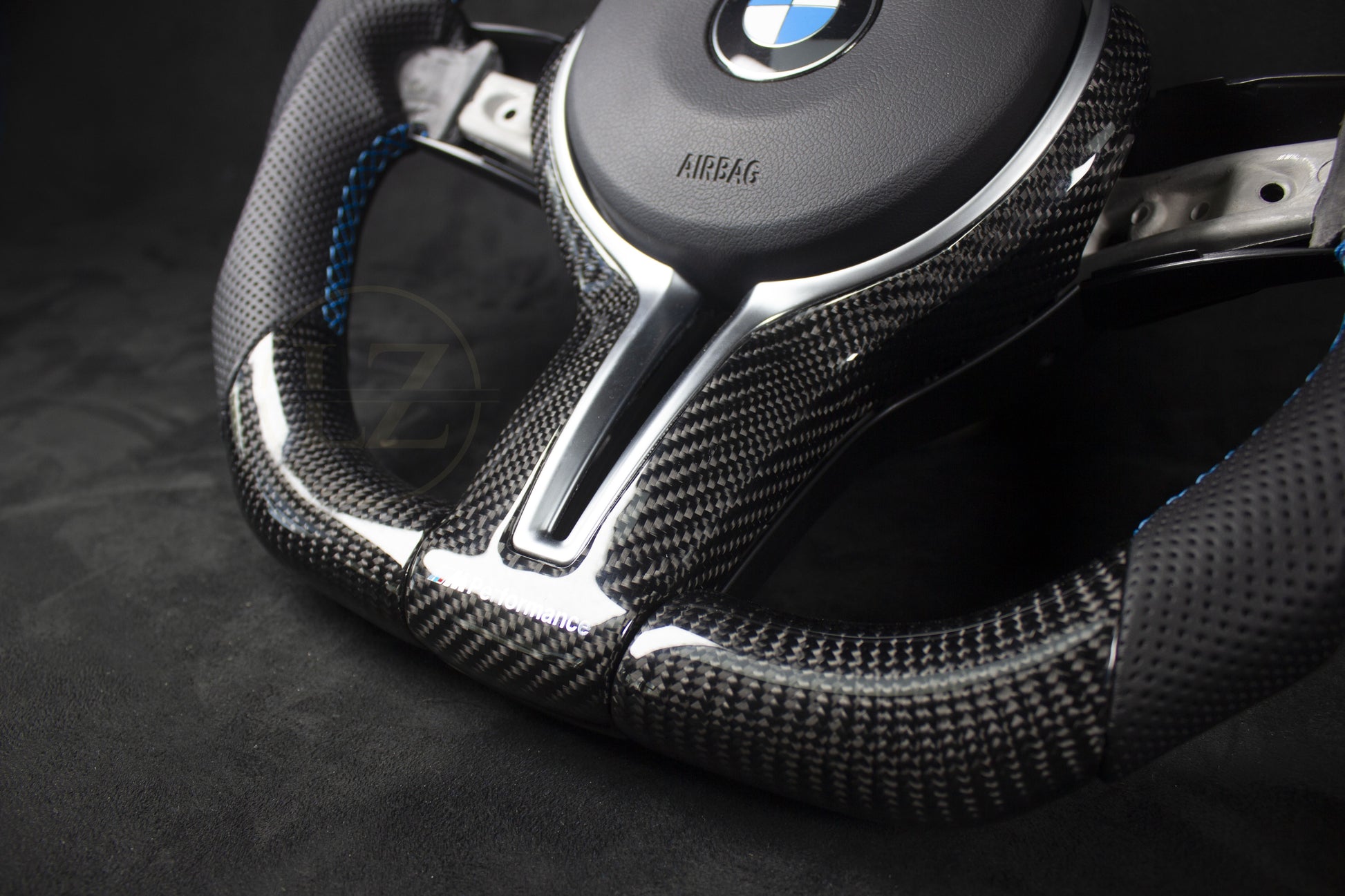 BMW F2X,3X,8X Carbon/Skinn Ratt, Blå Detaljer - LZ-Customs