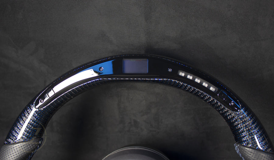 BMW F-Series Blue Carbon Steering Wheel, LED – LZ-Customs