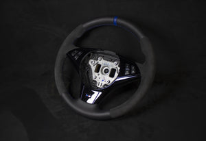 BMW E6X Alcantara/Skinn Ratt Blå Detaljer - LZ-Customs