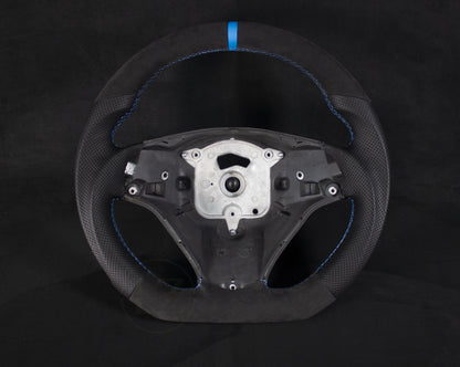 BMW E8X/E9X Alcantara/Skinn Ratt, Blå Detaljer - LZ-Customs