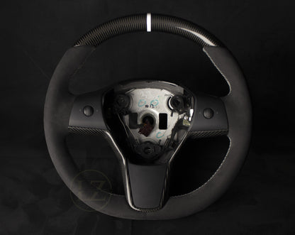 Tesla Model 3/Y Alcantara/Carbon Ratt Hvite Detaljer - LZ-Customs