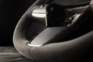 Tesla Model 3/Y Alcantara/Carbon Ratt Hvite Detaljer - LZ-Customs